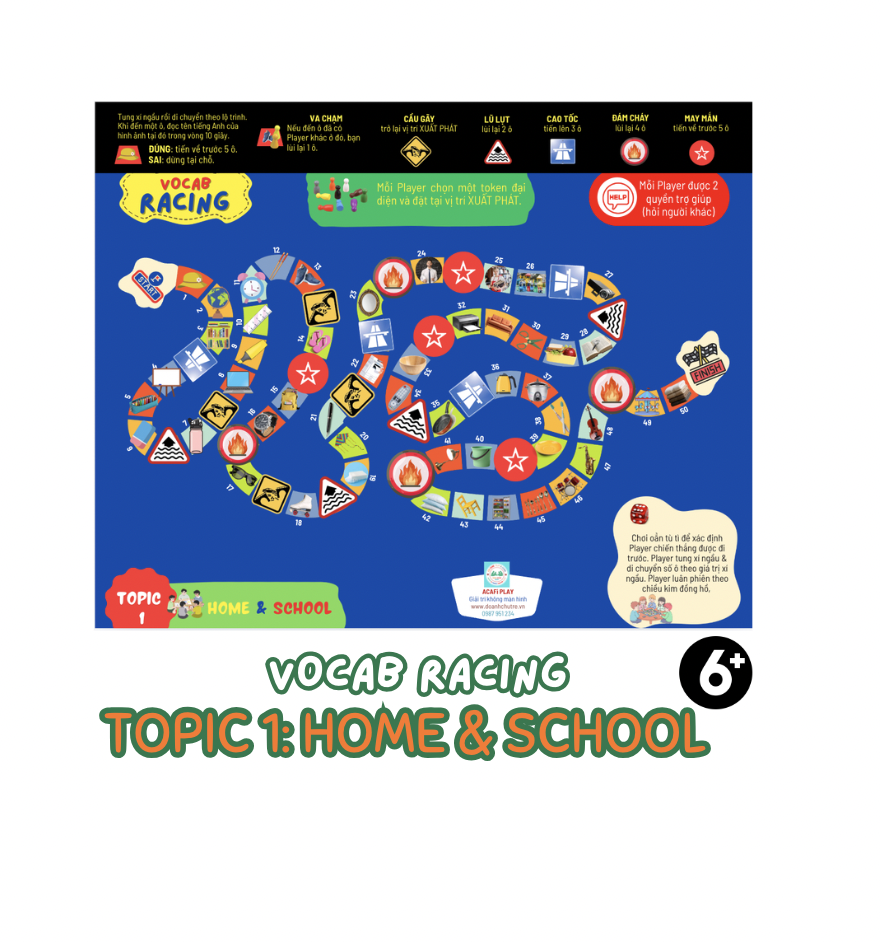 Cờ VOCAB RACING (HOME & SCHOOL, 6+ tuổi)